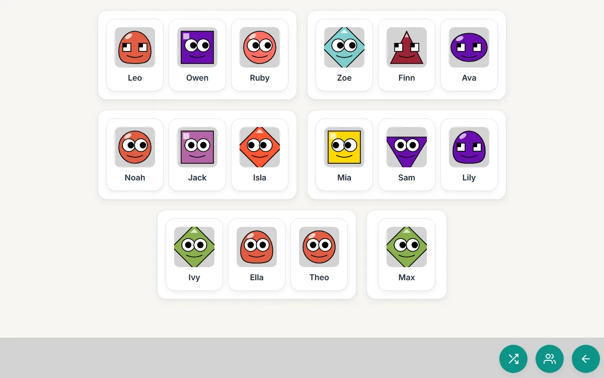 Students automatically split into random groups of three